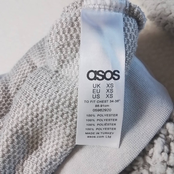 ASOS Pullover Oversized Sherpa Hoodie Size XS in Light Gray - Picture 8 of 16
